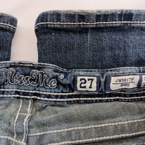 Miss Me Dark Western Retro Blue Straight Leg Jeans (#1,438) - Picture 4 of 8